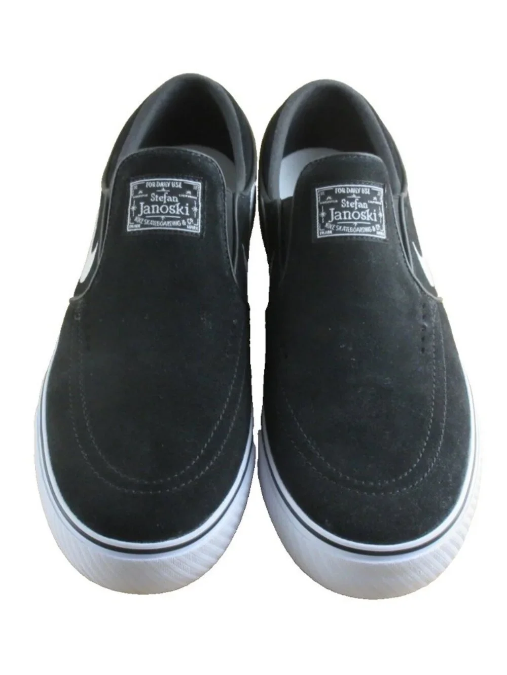 Nike Men's SB Janoski +  Slip On Skate Shoes Black White Suede Size 11.5 NEW
